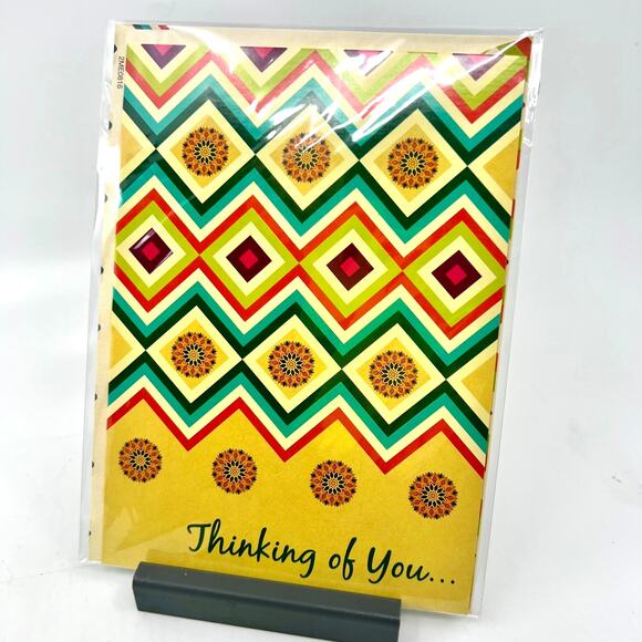 VTG Set of 2 “Thinking Of You As I Often Do” Abstract Geometric Floral Art NEW - Picture 3 of 4